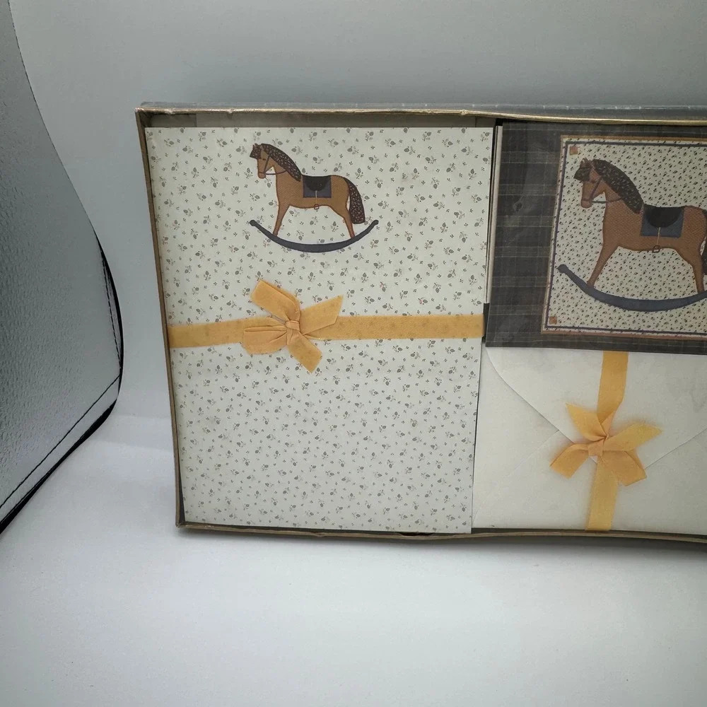Montag Country Sampler Rocking Horse Stationery Set 88400-A Mead Vintage New